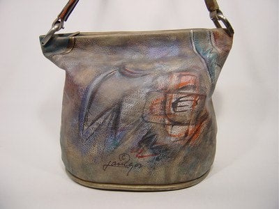 Jane Yoo HB 529 ABSTRACT Hand Painted Leather Handbag BuyLeatherBags